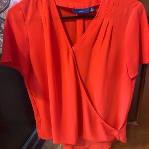 Apt. 9 Red Wrap Pleated Blouse